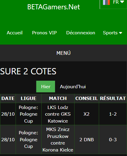 pari VIP gagné ticket